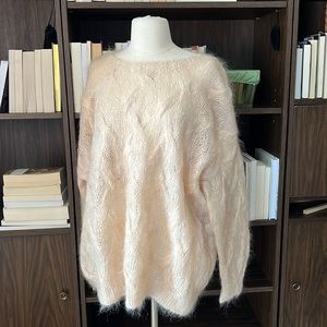 Nordstrom Vintage Mohair Cream Cable Knit Sweater